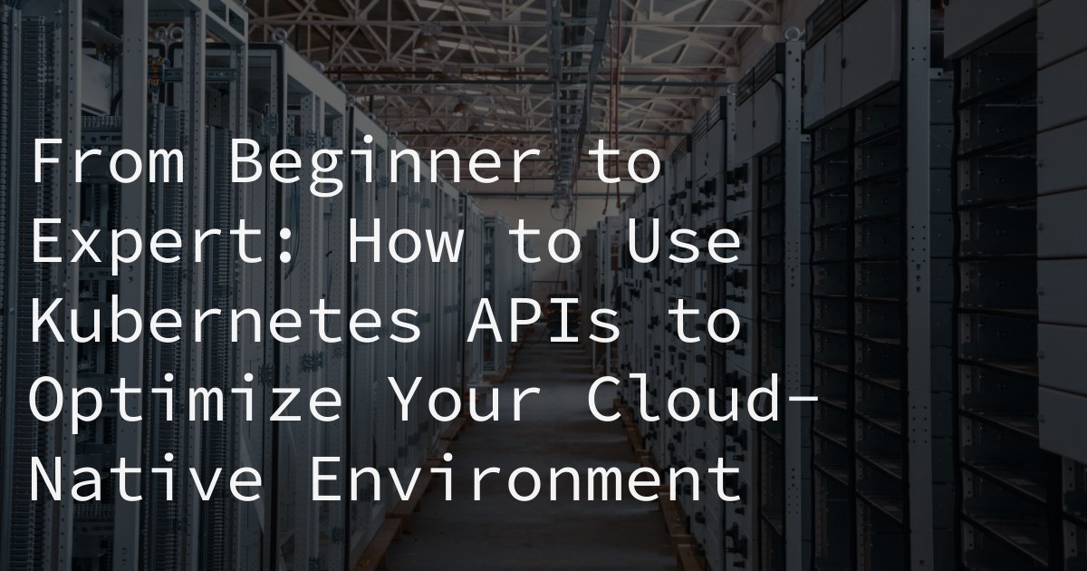 From Beginner to Expert: How to Use Kubernetes APIs to Optimize Your Cloud-Native Environment